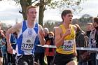 3758 Fergus Roberts and 3562 Michael Bleasby in the Under-17 Mens, McCain Inter Counties Cross Country, Cofton Park, Birmingham.
